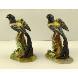 A PAIR OF CROWN STAFFORDSHIRE MODELS OF THE "WIDOWBIRD", designed and modelled by J T Jones and