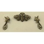 BUTLER & WILSON AN EARLY PERIOD BEE BROOCH, together with a pair of BEE EARRINGS, diamante on