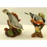 TWO CROWN STAFFORDSHIRE MODELS OF BIRDS designed by J Bromley, No. 274 "Bullfinches", 13cm high