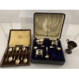 A SET OF SIX SEAL TERMINAL SILVER COFFEE SPOONS, cased, Sheffield 1946, 43g., together with a