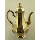 JOSEPH & ALBERT SAVORY A MID 19TH CENTURY SILVER COFFEE POT of octagonal baluster form with engraved