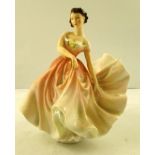 A ROYAL DOULTON BONE CHINA FIGURE "THE POLKA" ref.HN2156, girl in off the shoulder pink dress,