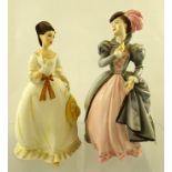 TWO ROYAL WORCESTER BONE CHINA FIGURES "Masquerade" 1981, gloss finish, 20.5cm and "Summertime"