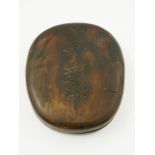 A 19TH CENTURY DAOGUANG CARVED CHINESE HARDWOOD SEAL BOX incised with "Made For" signature, 19cm x