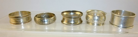 AN ASSORTMENT OF TEN VARIOUS SILVER NAPKIN RINGS to include bright cut bead and other patterns, - Image 3 of 3