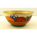 CLARICE CLIFF A GAYDAY PATTERN EARTHENWARE BOWL, 7.5cm high x 16.5cm diameter