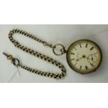 A LATE 19TH CENTURY AMERICAN WALTHAM SILVER COLOURED METAL OPEN FACE GENTLEMAN'S POCKET WATCH,