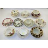 A HARLEQUIN COLLECTION OF 19TH AND 20TH CENTURY TEA CUPS AND SAUCERS, mostly hand painted by various