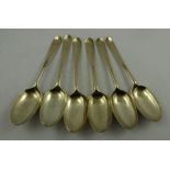 WILLIAM TAYLOR A SET OF SIX GEORGE III SCOTTISH SILVER TABLE SPOONS Hanoverian pattern, monogrammed,