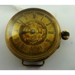 A LATE 19TH/EARLY 20TH CENTURY SWISS GOLD COLOURED METAL LADY'S WATCH (converted pocket watch),