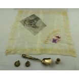 AN "INDIA PRESENT" SILK HANKY MEMENTO of The Battle of Jutland, a horseshoe charm, a Swedish