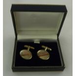 ASPREY A PAIR OF MID TO LATE 20TH CENTURY SILVER CUFF LINKS, with hinged T-bar, stamped "925, 15g.