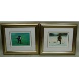 AFTER T. RALPH HALL Gun dogs retrieving game, two limited edition Colour Prints, signed and numbered