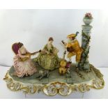 A CAPO-DI-MONTE PORCELAIN GROUP of boy and two girls as musicians in stylised 19th century dress