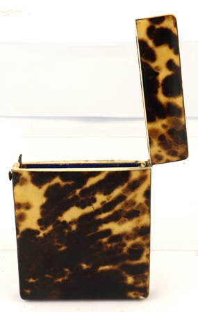 A VICTORIAN TORTOISESHELL VISITING CARD CASE having top opening with blue interior, 10.5cm x 80mm - Image 2 of 2