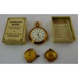 TWO EARLY 20TH CENTURY LADY'S SWISS CONVERTED POCKET WATCHES in gold coloured metal cases, stamped