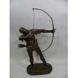PIERRE NICHOLAS TOURGUENEFF "Medieval Archer" taking aim with a long bow, a cast bronze model on