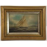 A LATE 19TH CENTURY BRITISH OR AMERICAN SCHOOL "Racing yachts off the coast", an Oil on board,