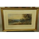 LATE 19TH CENTURY ENGLISH SCHOOL "Coniston Water, Cumberland", a landscape with cattle in