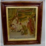 A VICTORIAN NEEDLE POINT "Betty Gregory work 1875" depicting an allegorical subject, 65 x 55cm in