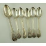 WILLIAM ELEY AND WILLIAM FEARN A GEORGE III SILVER TABLE SPOON, fiddle, thread and shell pattern,