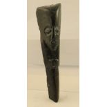 A VERDITE SHONA STONE AFRICAN CARVED MASK, highly polished, roughly hewn verso, 23cm high