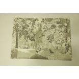 HUBERT ARTHUR FINNEY (1905-1991) "Hyde Park near Marble Arch 1930", En Grisaille wash drawing,