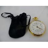 A 20TH CENTURY SWISS "LIP" GOLD COLOURED METAL CASED MECHANICAL STOP WATCH/POCKET WATCH having