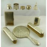 A MISCELLANEOUS COLLECTION OF SILVER WARES including; cigarette cases, napkin rings etc.