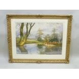 G. DIGBY A parkland pond, a Watercolour, signed and dated 1959, 50cm x 73cm in ornate gilt glazed