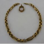 A VICTORIAN GOLD ALBERT of fancy facetted and interlinked design with single dog clip and agate/