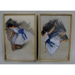 ILEGAS A ballet dancer and companion, a pair of Crayons, signed, 21 x 15cm in white glazed frame