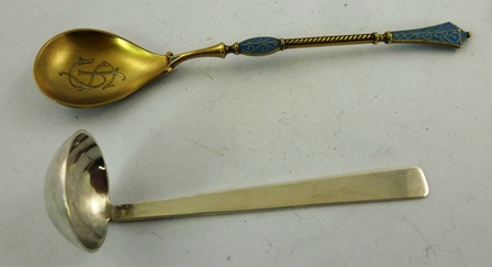 A GUILD OF HANDICRAFT SILVER SAUCE LADLE, London Millennium mark 2000, of plain form, together