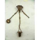 WILLIAM NEALE A CAST SILVER CHATELAINE, decorative belt clip with three chain suspensions, Sheffield