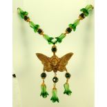 AN ART NOUVEAU INFLUENCED FAIRY NECKLACE with hand blown Murano glass beads interspersed with