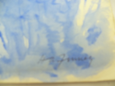 HUBERT ARTHUR FINNEY (1905-1991) "Landscape, composition in Blue", Watercolour, signed, bears studio - Image 2 of 2