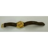A GIRARD-PERREGAUX GYROMATIC GENTLEMAN'S WRIST WATCH, 39 jewels, gold coloured face with batons,