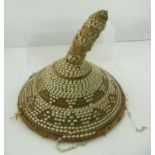 AN EARLY 20TH CENTURY HAT, possibly Dinka or Anuak, Southern Sudan, having conical shape with