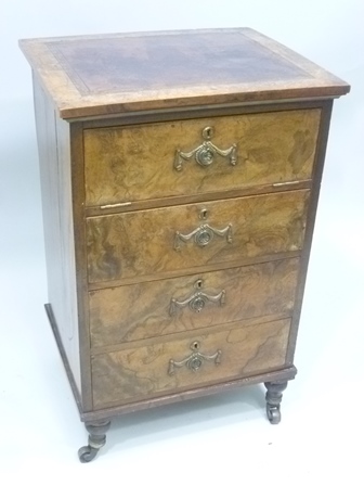 AN EMPIRE PERIOD FRENCH WALNUT CABINET having tooled leather insert top, four drawer frontage the - Image 2 of 5