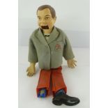 A PALITOY ARCHIE ANDREWS VENTRILOQUIST'S DUMMY in grey felt blazer, 37cm high