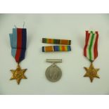 A SUITE OF THREE WWII PERIOD MEDALS comprising Italy Star 39-45 start and 39/45 service with ribbons