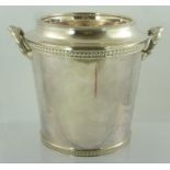 ELKINGTON & CO AN EPNS WINE COOLER having plain collar and body, banded guilloche wire rim and