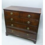 A 19TH CENTURY MAHOGANY CHEST OF TWO SHORT OVER THREE LONG GRADUATED DRAWERS brass handles, raised