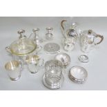 AN ART DECO DESIGN SILVER PLATED TEA SET, and other SILVER PLATED WARES