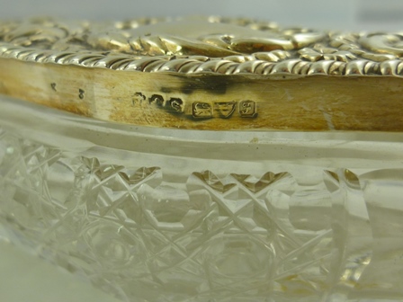 ADIE & LOVEKIN LTD. AN EDWARDIAN SILVER CAPPED CUT GLASS DRESSING TABLE JAR, Birmingham 1903, - Image 2 of 3