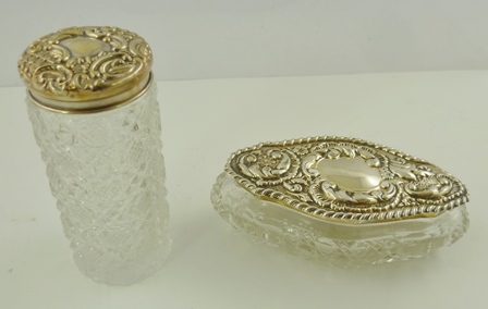 ADIE & LOVEKIN LTD. AN EDWARDIAN SILVER CAPPED CUT GLASS DRESSING TABLE JAR, Birmingham 1903,