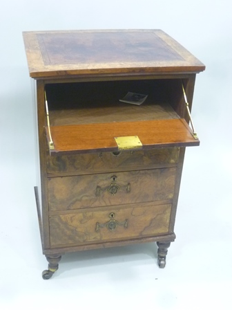 AN EMPIRE PERIOD FRENCH WALNUT CABINET having tooled leather insert top, four drawer frontage the - Image 3 of 5