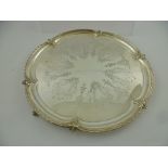 HUKIN & HEATH AN EPNS DRINKS TRAY, having cast bead border, holly leaf engraved centre, raised on