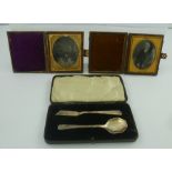 JAMES DEAKIN & SONS A SILVER SPOON AND BUTTER KNIFE, the spoon with octagonal bowl and stems with