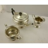 MAPPIN & WEBB A THREE PIECE SILVER TEASET each having applied half round wire cut rim decoration,